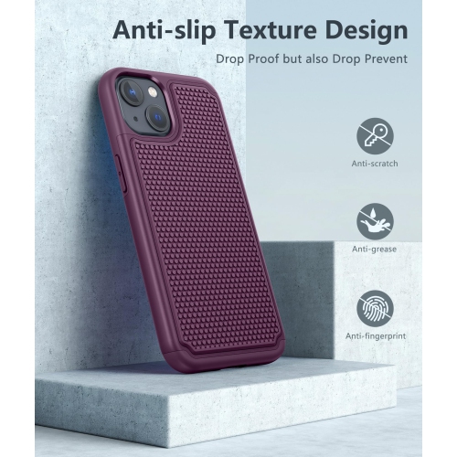 Pour étui de téléphone iPhone 14 : étui robuste antichoc double couche iPhone 15 avec texture antidérapante - protecteur de protection militaire