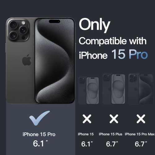 Magnetic Case for iPhone 15 Pro 6.1-Inch Compatible with MagSafe Wireless Charging, Shockproof Phone Bumper Cover, Anti-Scratch Clear Back