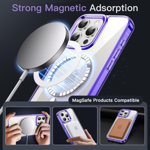 Magnetic Case for iPhone 15 Pro 6.1-Inch Compatible with MagSafe Wireless Charging, Shockproof Phone Bumper Cover, Anti-Scratch Clear Back