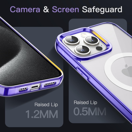 Magnetic Case for iPhone 15 Pro 6.1-Inch Compatible with MagSafe Wireless Charging, Shockproof Phone Bumper Cover, Anti-Scratch Clear Back