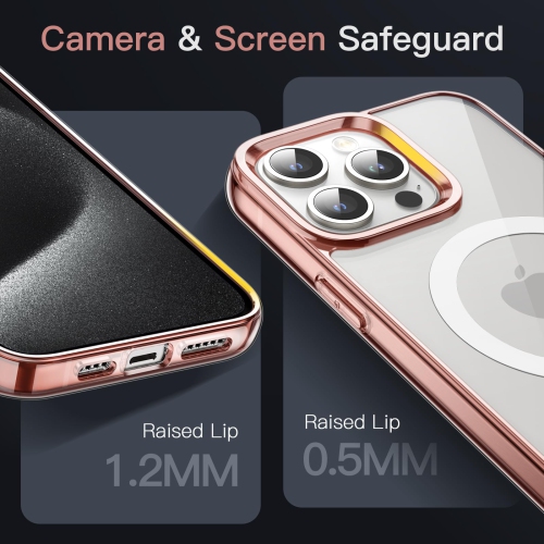 Magnetic Case for iPhone 15 Pro 6.1-Inch Compatible with MagSafe Wireless Charging, Shockproof Phone Bumper Cover, Anti-Scratch Clear Back