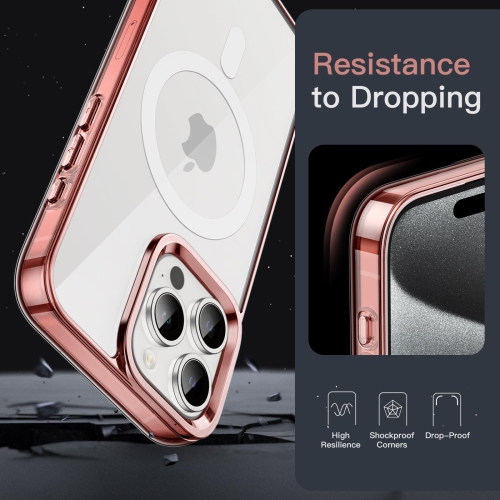 Magnetic Case for iPhone 15 Pro 6.1-Inch Compatible with MagSafe Wireless Charging, Shockproof Phone Bumper Cover, Anti-Scratch Clear Back