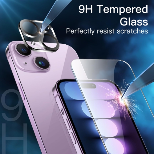 5 in 1 Case for iPhone 15 Plus 6.7-Inch with 2-Pack Each Tempered Glass Screen Protector and Camera Lens Protector, Non-Yellowing Shockproof Bumper