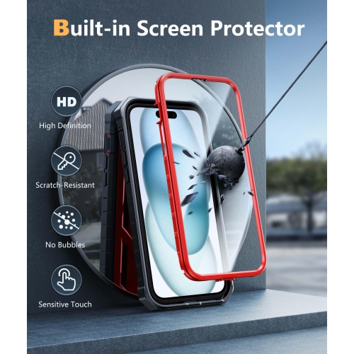 for iPhone 15 Plus Case: Military Grade Rugged Cell Phone Cover with Kickstand | Shockproof TPU Protection Bumper Matte Textured Design for iPhone 15