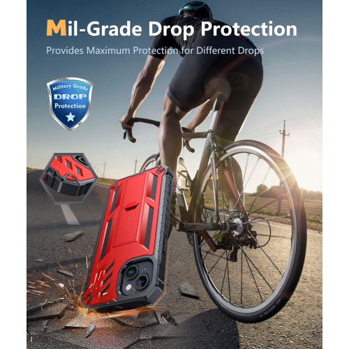 for iPhone 15 Plus Case: Military Grade Rugged Cell Phone Cover with Kickstand | Shockproof TPU Protection Bumper Matte Textured Design for iPhone 15