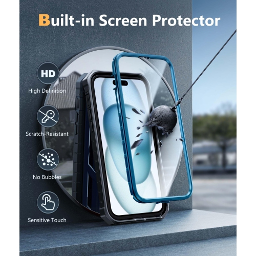 for iPhone 15 Plus Case: Military Grade Rugged Cell Phone Cover with Kickstand | Shockproof TPU Protection Bumper Matte Textured Design for iPhone 15