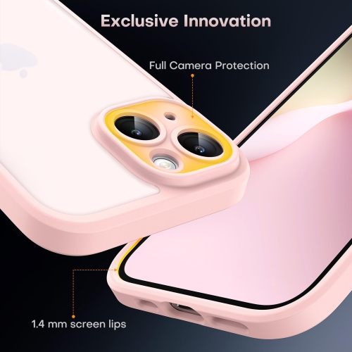 for iPhone 15 Case with 2 Pack Screen Protector, Upgraded Full Camera Protection Shockproof Protection Translucent Matte Hard Back for iPhone 15