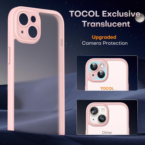 for iPhone 15 Case with 2 Pack Screen Protector, Upgraded Full Camera Protection Shockproof Protection Translucent Matte Hard Back for iPhone 15