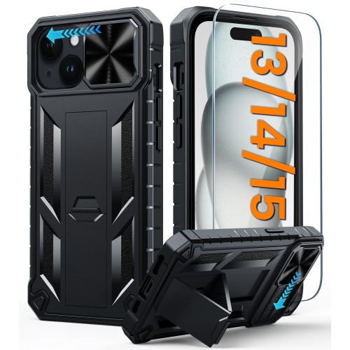 HLD  for Iphone 15 Phone Case: for Iphone 15 | Military Grade Dropproof Cell Phone Cover \w Kickstand & Slide | Heavy Duty Rugged Phonecase Bumper