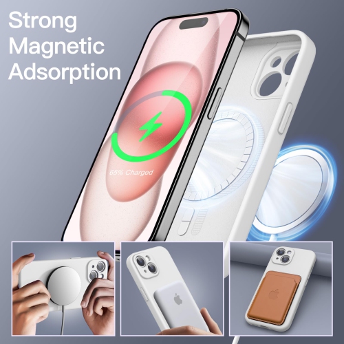 Magnetic Silicone Case for iPhone 15 Plus 6.7-Inch, Compatible with MagSafe, Phone Cover with Camera Lens Full Protection