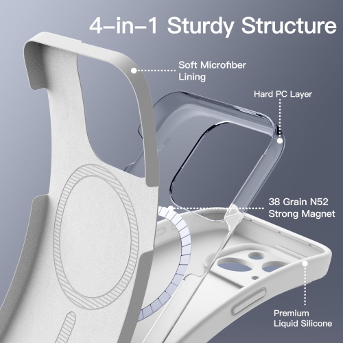 Magnetic Silicone Case for iPhone 15 Plus 6.7-Inch, Compatible with MagSafe, Phone Cover with Camera Lens Full Protection