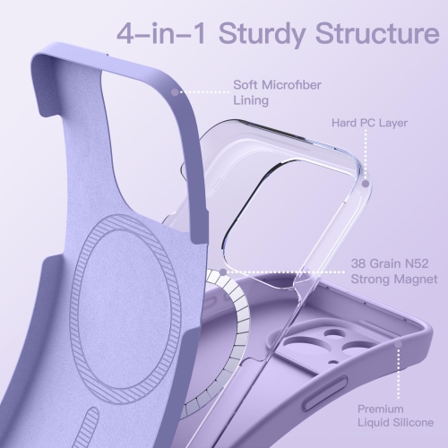 Magnetic Silicone Case for iPhone 15 Plus 6.7-Inch, Compatible with MagSafe, Phone Cover with Camera Lens Full Protection