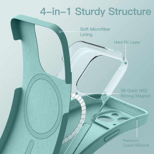 Magnetic Silicone Case for iPhone 15 Plus 6.7-Inch, Compatible with MagSafe, Phone Cover with Camera Lens Full Protection