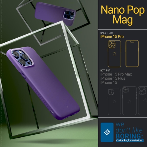 Nano Pop Mag for iPhone 15 Pro Case 5G Dual Layer Silicone Case Compatible with Magsafe Military Grade Drop Tested - Grape Purple