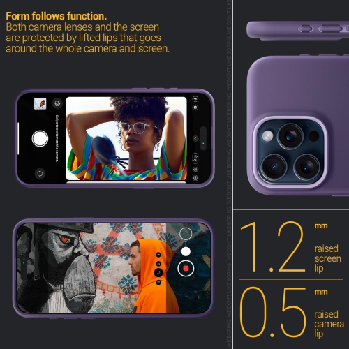 Nano Pop Mag for iPhone 15 Pro Case 5G Dual Layer Silicone Case Compatible with Magsafe Military Grade Drop Tested - Grape Purple