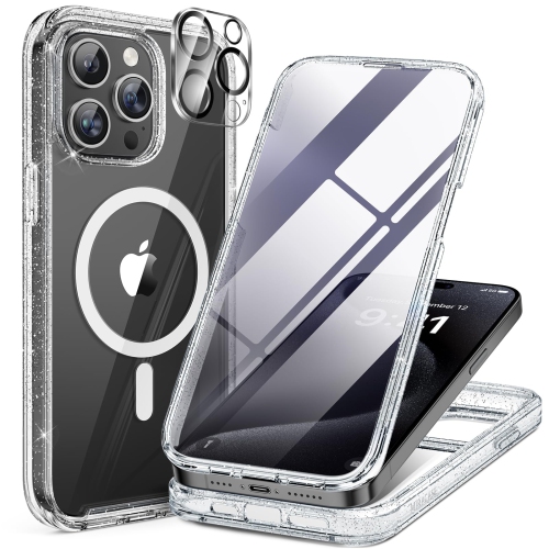 Magnetic for iPhone 15 Pro Max Case 6.7'' Compatible with Magsafe Full-Body Military Drop Proof 15 Pro Max Phone Case Cover with Built-in 9H Tempered