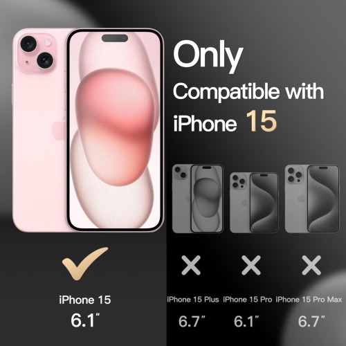 Étui pour iPhone de 15 6,1 po compatible avec MagSafe, protection robuste double couche, étui magnétique antichoc robuste pour téléphone