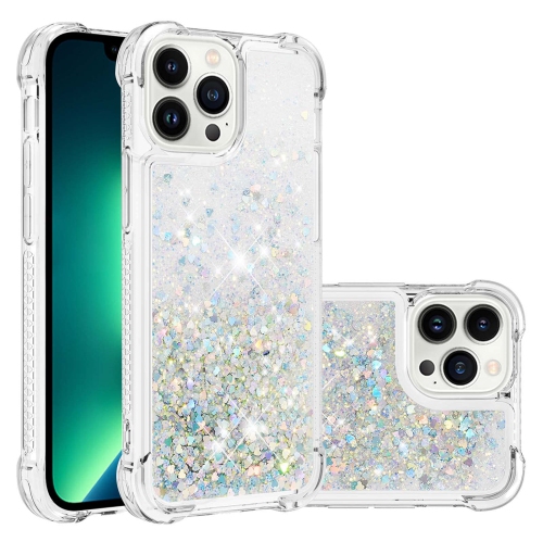 Étui pour iPhone 15 Pro 6,1 po, étui liquide brillant liquide flottant QuickSand protecteur antichoc silicone souple et scintillant pour iPhone 15