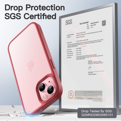 Matte Case for iPhone 15 6.1-Inch, Shockproof Military Grade Drop Protection, Frosted Translucent Back Phone Cover, Anti-Fingerprint