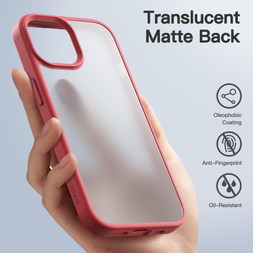 Matte Case for iPhone 15 6.1-Inch, Shockproof Military Grade Drop Protection, Frosted Translucent Back Phone Cover, Anti-Fingerprint