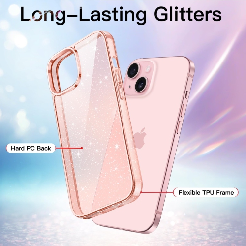Étui scintillant pour iPhone 15 plus 6,7 po, étui antichoc brillant et brillant, joli étincelant pour femmes et filles