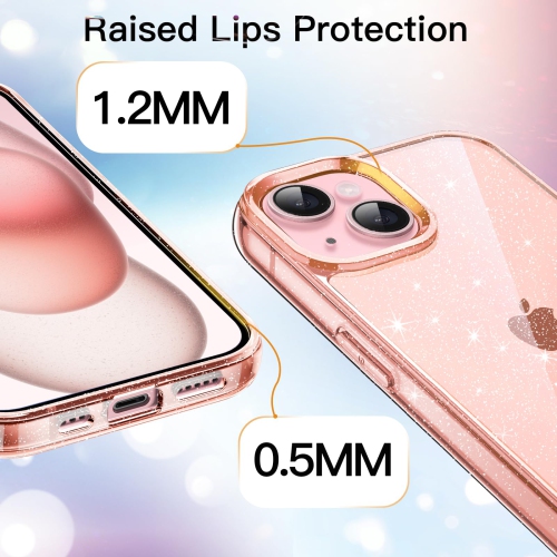 Étui scintillant pour iPhone 15 plus 6,7 po, étui antichoc brillant et brillant, joli étincelant pour femmes et filles