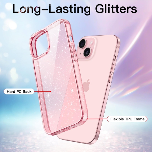Étui scintillant pour iPhone 15 plus 6,7 po, étui antichoc brillant et brillant, joli étincelant pour femmes et filles