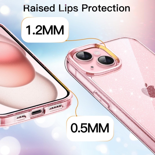 Étui scintillant pour iPhone 15 plus 6,7 po, étui antichoc brillant et brillant, joli étincelant pour femmes et filles