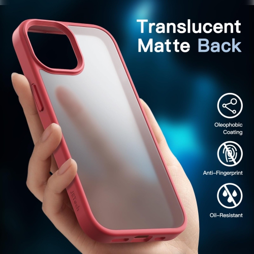 5 in 1 Matte Case for iPhone 15 Plus 6.7-Inch with 2-Pack Each Tempered Glass Screen Protector and Camera Lens Protector, Translucent Back Shockproof