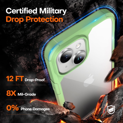 Étui 5-en-1 pour iPhone 15 ne jaunit pas avec 2X protecteurs d'écran + 2X protecteurs d'objectif d'appareil photo, étui mince antichoc de qualité