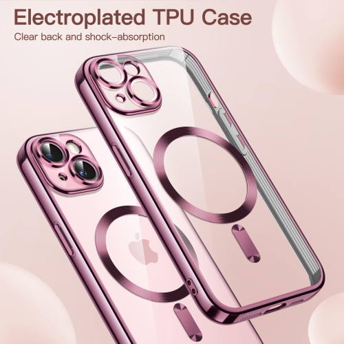 Electroplated Case for iPhone 15 Plus 6.7-Inch, Camera Lens Full Protection, Compatible with MagSafe Wireless Charging, Shockproof Soft TPU Phone