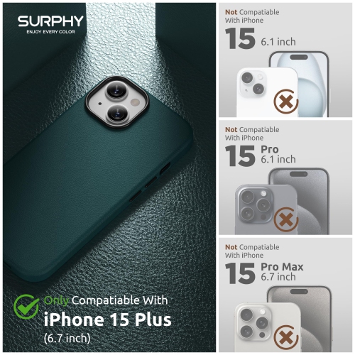 Cuir magnétique pour étui iPhone 15 plus 6,7&nbsp;po, cuir pu de qualité supérieure compatible avec MagSafe (avec boutons métalliques et doublure en