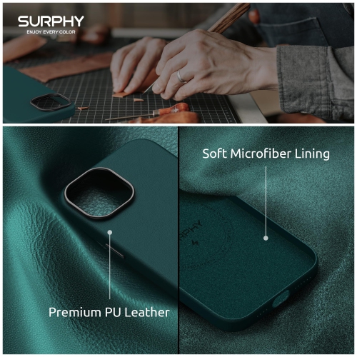 Cuir magnétique pour étui iPhone 15 plus 6,7&nbsp;po, cuir pu de qualité supérieure compatible avec MagSafe (avec boutons métalliques et doublure en