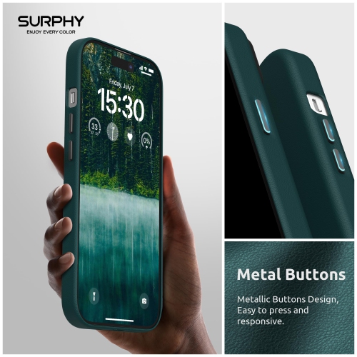 Cuir magnétique pour étui iPhone 15 plus 6,7&nbsp;po, cuir pu de qualité supérieure compatible avec MagSafe (avec boutons métalliques et doublure en