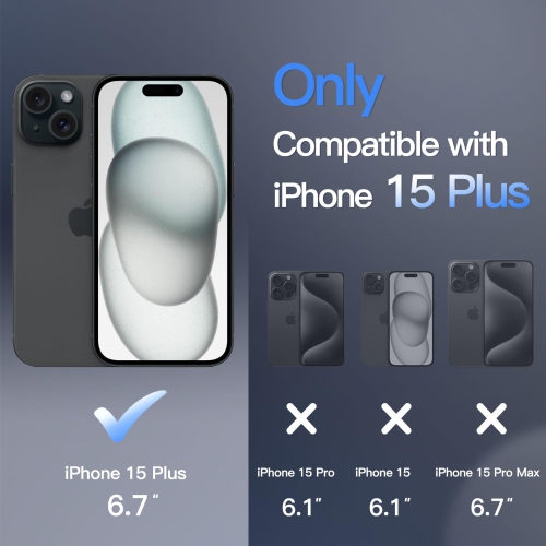 Étui magnétique pour iPhone 15 plus 6,7 po compatible avec MagSafe, étui antichoc arrière mat translucide