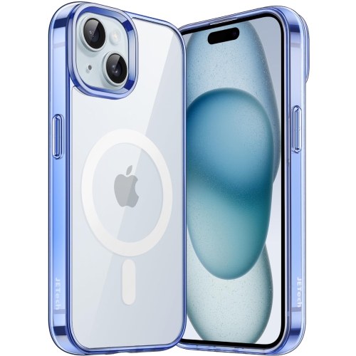 HLD  Magnetic Case for Iphone 15 Plus 6.7-Inch Compatible \w Magsafe Wireless Charging, Shockproof Phone Bumper Cover, Anti-Scratch Clear Back (Dark