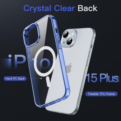 Magnetic Case for iPhone 15 Plus 6.7-Inch Compatible with MagSafe Wireless Charging, Shockproof Phone Bumper Cover, Anti-Scratch Clear Back