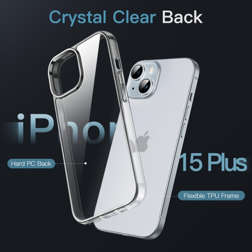 Case for iPhone 15 Plus 6.7-Inch, Non-Yellowing Shockproof Phone Bumper Cover, Anti-Scratch Clear Back