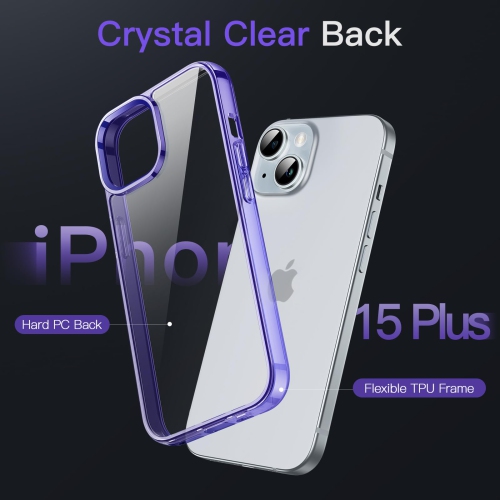 Case for iPhone 15 Plus 6.7-Inch, Non-Yellowing Shockproof Phone Bumper Cover, Anti-Scratch Clear Back