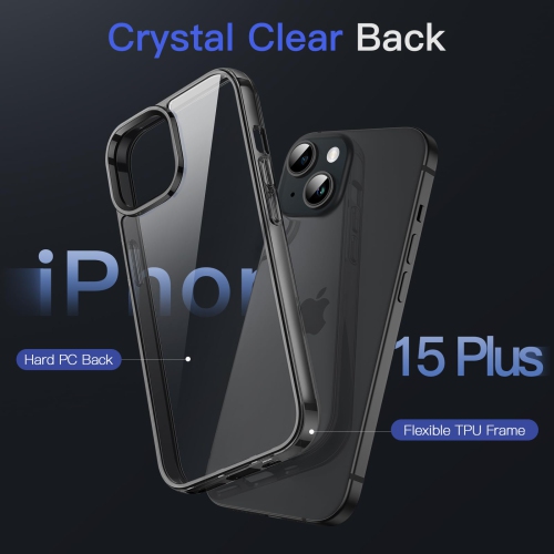 Case for iPhone 15 Plus 6.7-Inch, Non-Yellowing Shockproof Phone Bumper Cover, Anti-Scratch Clear Back