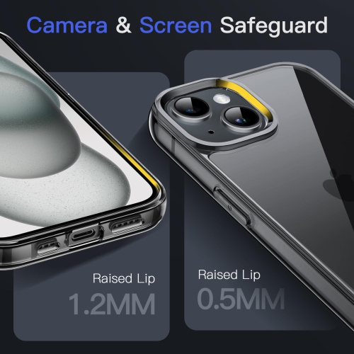 Case for iPhone 15 Plus 6.7-Inch, Non-Yellowing Shockproof Phone Bumper Cover, Anti-Scratch Clear Back