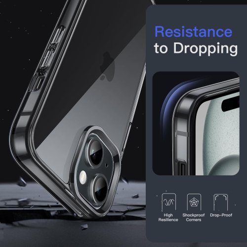 Case for iPhone 15 Plus 6.7-Inch, Non-Yellowing Shockproof Phone Bumper Cover, Anti-Scratch Clear Back