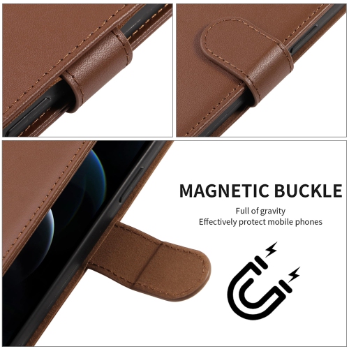 iPhone 15 Plus Case Wallet Genuine Leather Anti-Theft RFID Blocking Kickstand Strong Magnetic Clasp Closure Cash Credit Card Slots Protective iPhone