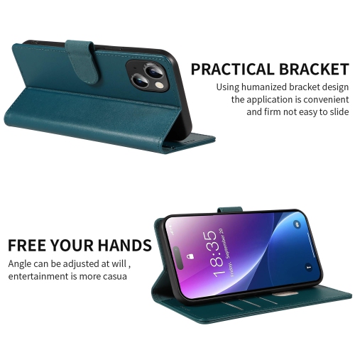 Étui portefeuille iPhone 15 plus en cuir véritable anti-vol RFID béquille fermoir magnétique solide fentes carte crédit protection iPhone 15 plus