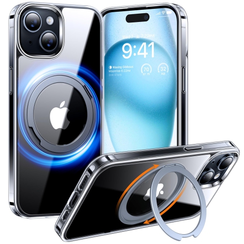 360° Rotatable Ring for iPhone 15 Case with Stand, Compatible with MagSafe, Military Grade Drop Protection, Yellowing Resistant, Magnetic Case for