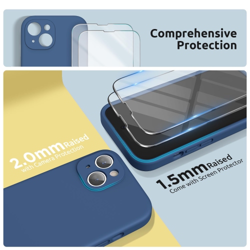 Designed for iPhone 15 Plus Case 6.7 inch, with Camera Protection Liquid Silicone Soft Gel Rubber Phone Case Cover with Lanyard and Microfiber Lining