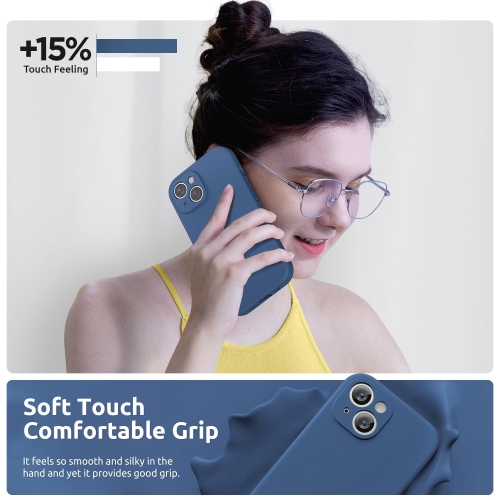 Designed for iPhone 15 Plus Case 6.7 inch, with Camera Protection Liquid Silicone Soft Gel Rubber Phone Case Cover with Lanyard and Microfiber Lining