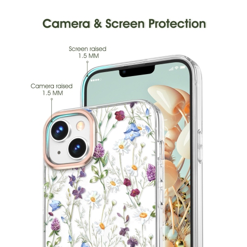 Compatible with iPhone 15 Plus Flower Case, Soft & Flexible TPU Shockproof Cover Flower Garden Patterns Full Body Protective Floral Phone Case for