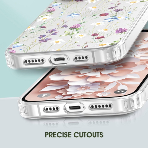 Compatible with iPhone 15 Plus Flower Case, Soft & Flexible TPU Shockproof Cover Flower Garden Patterns Full Body Protective Floral Phone Case for