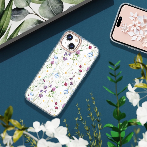 Compatible with iPhone 15 Plus Flower Case, Soft & Flexible TPU Shockproof Cover Flower Garden Patterns Full Body Protective Floral Phone Case for